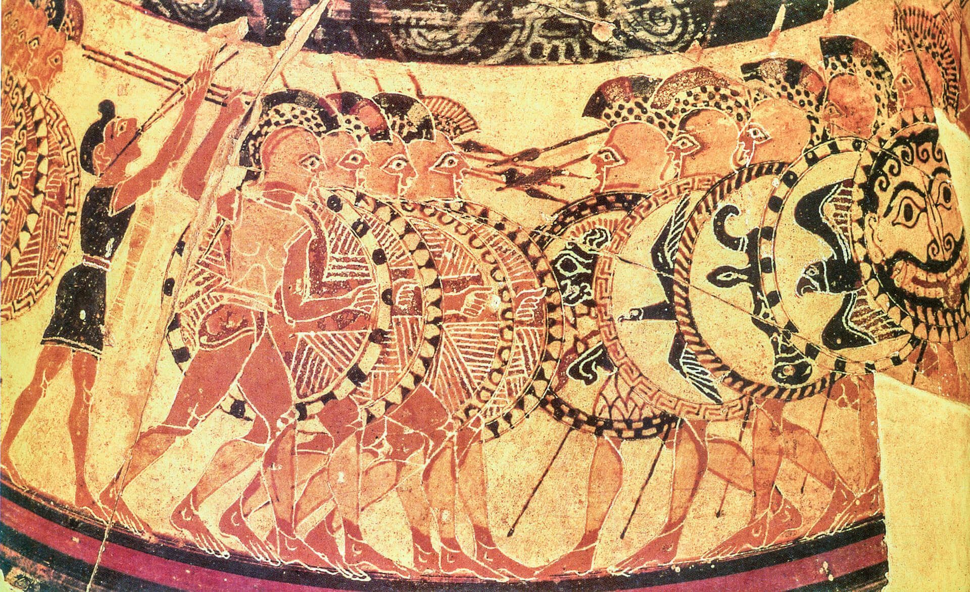 hoplitas griegos aspis vaso chigi