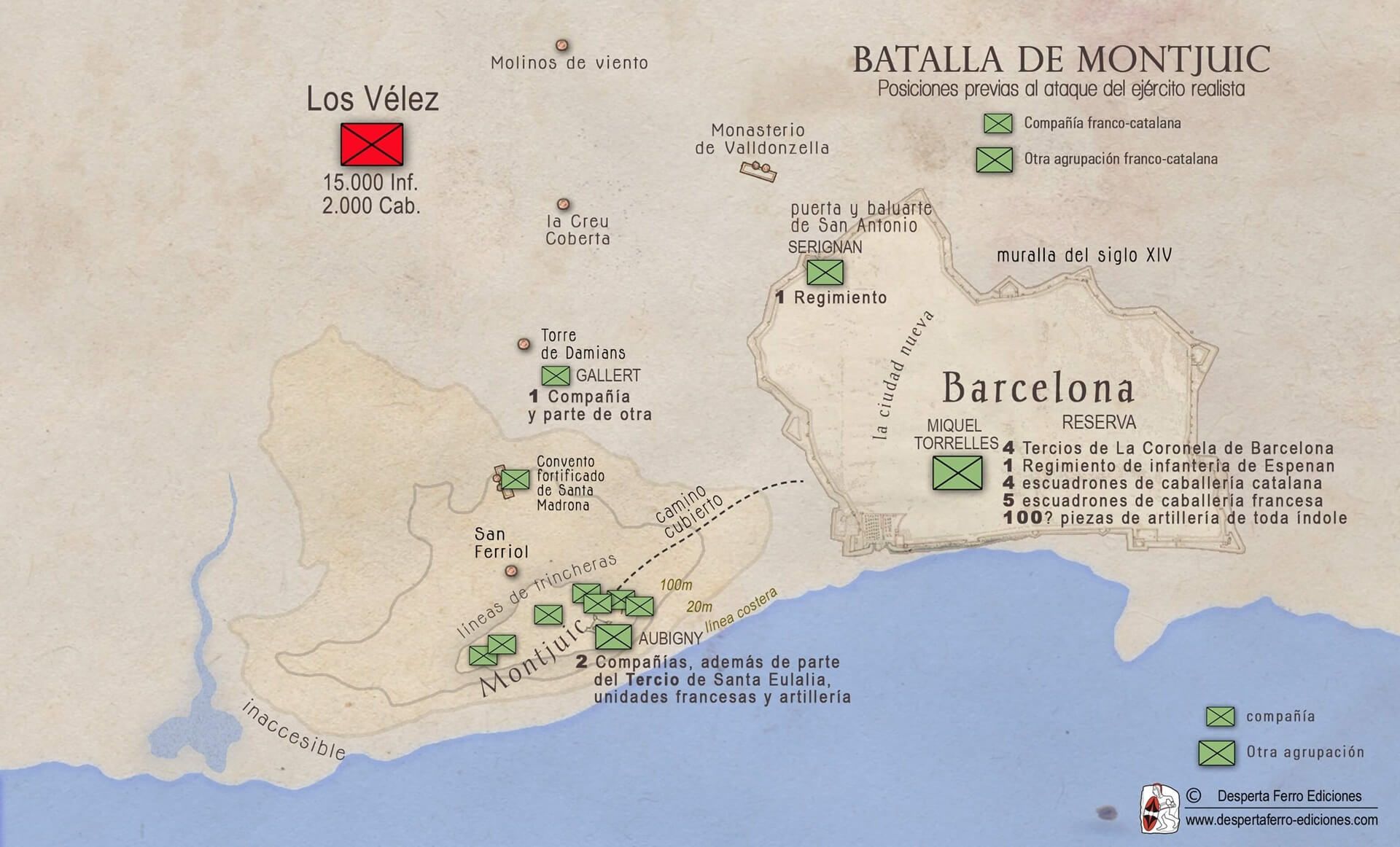 La batalla de Montjuic 1641 mapa