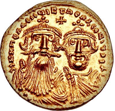 Heraclio como su hijo Heraclio Constantino