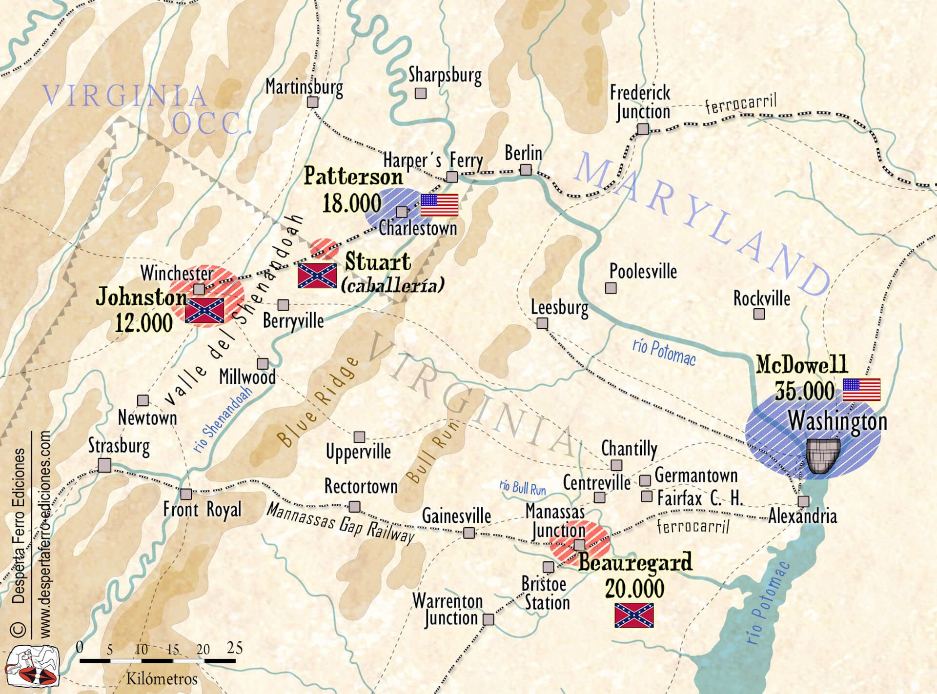 mapa Guerra Secesión Bull Run