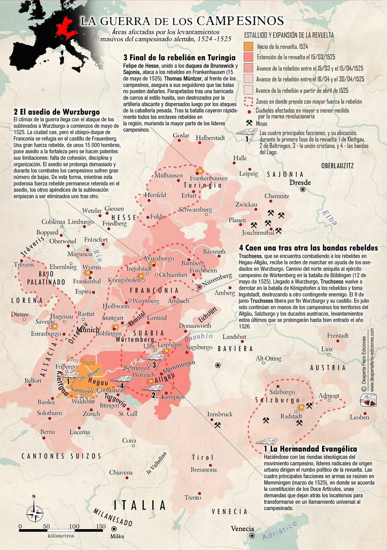 Mapa de la Guerra de los Campesinos alemania