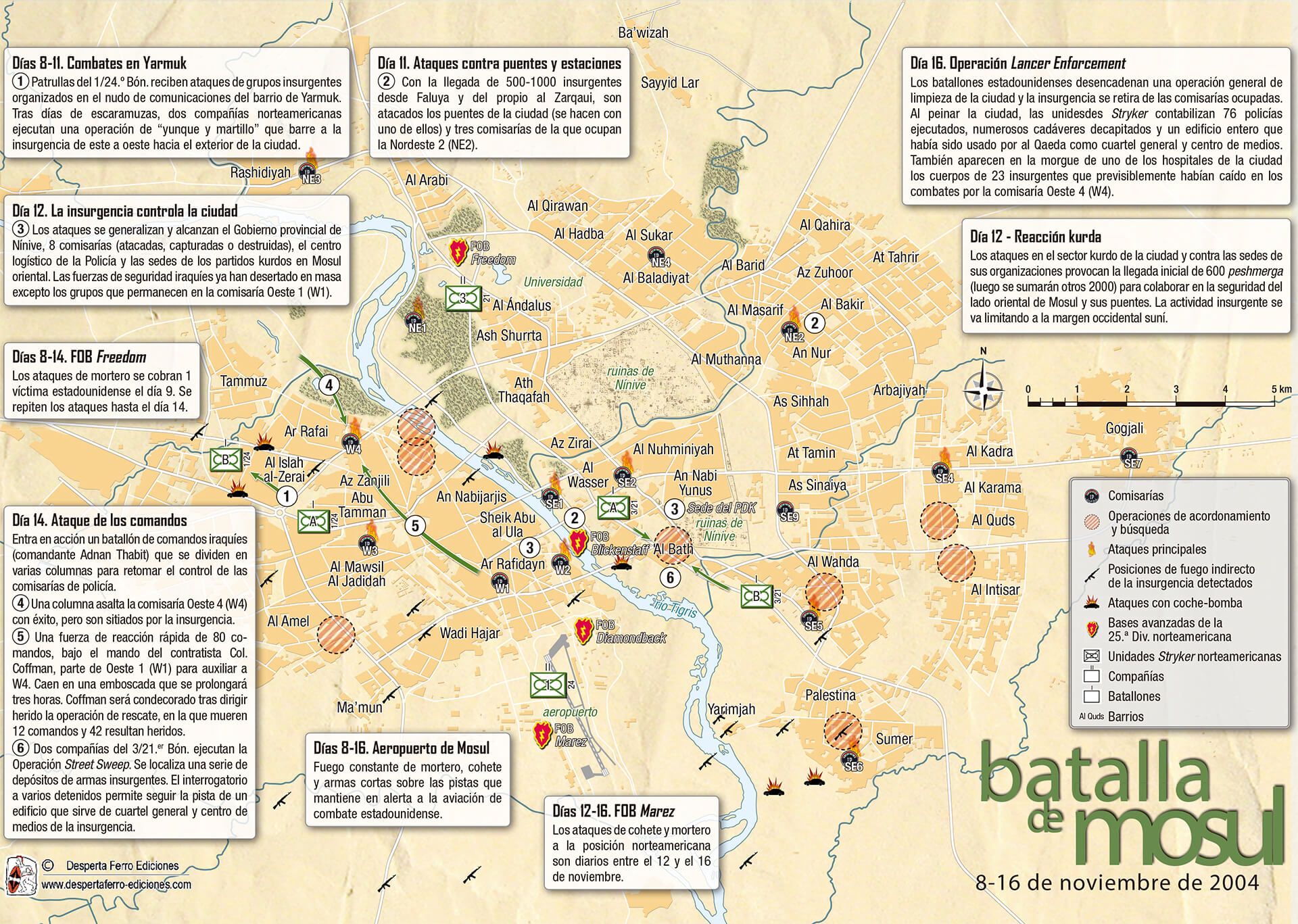 mapa batalla de Mosul 2004