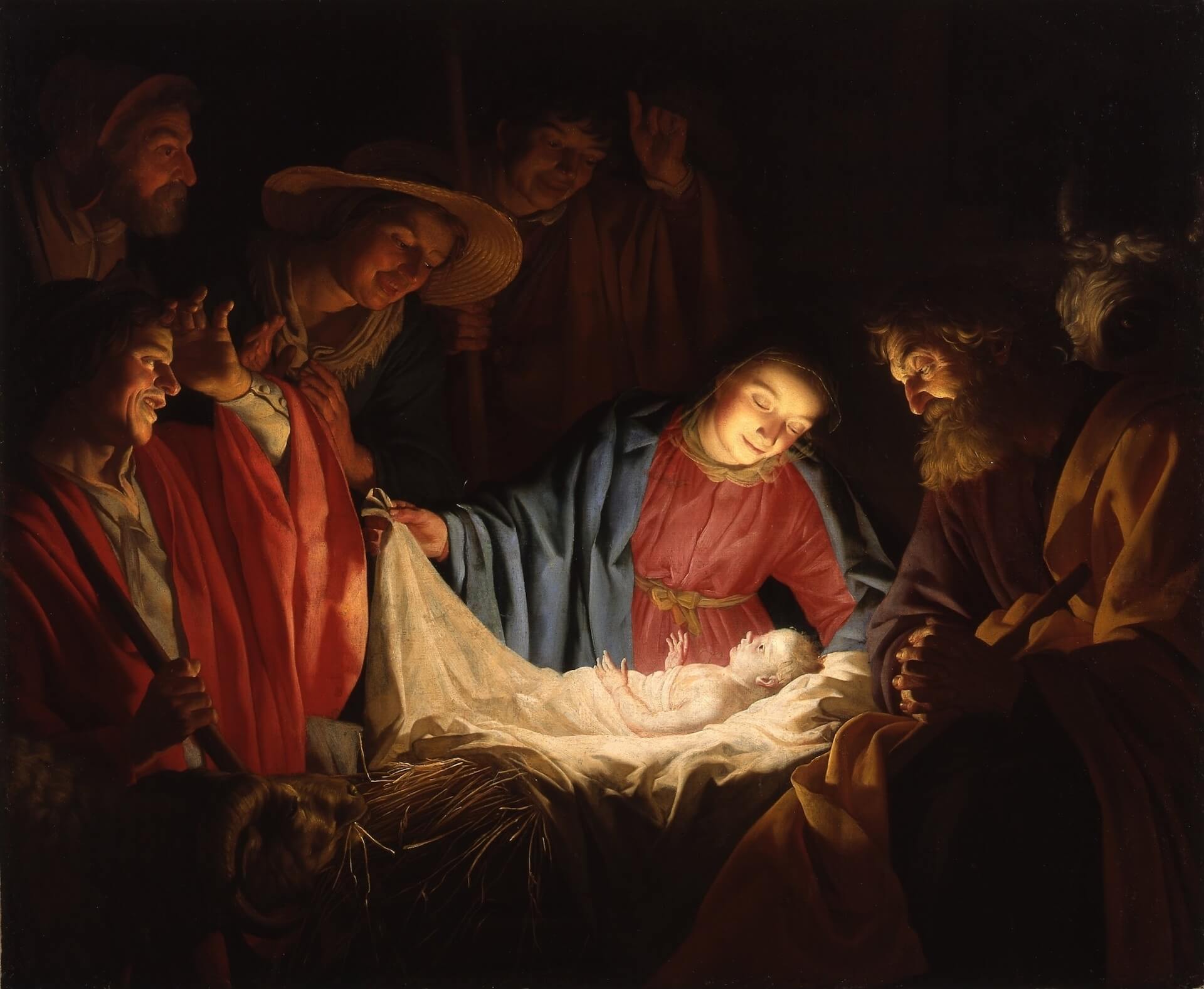 adoración de los pastores Honthorst nacimiento Jesús de Nazaret