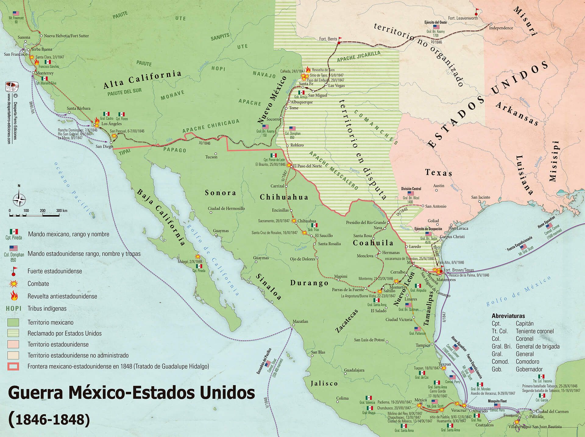 Mapa Guerra México Estados Unidos 1846 1848 