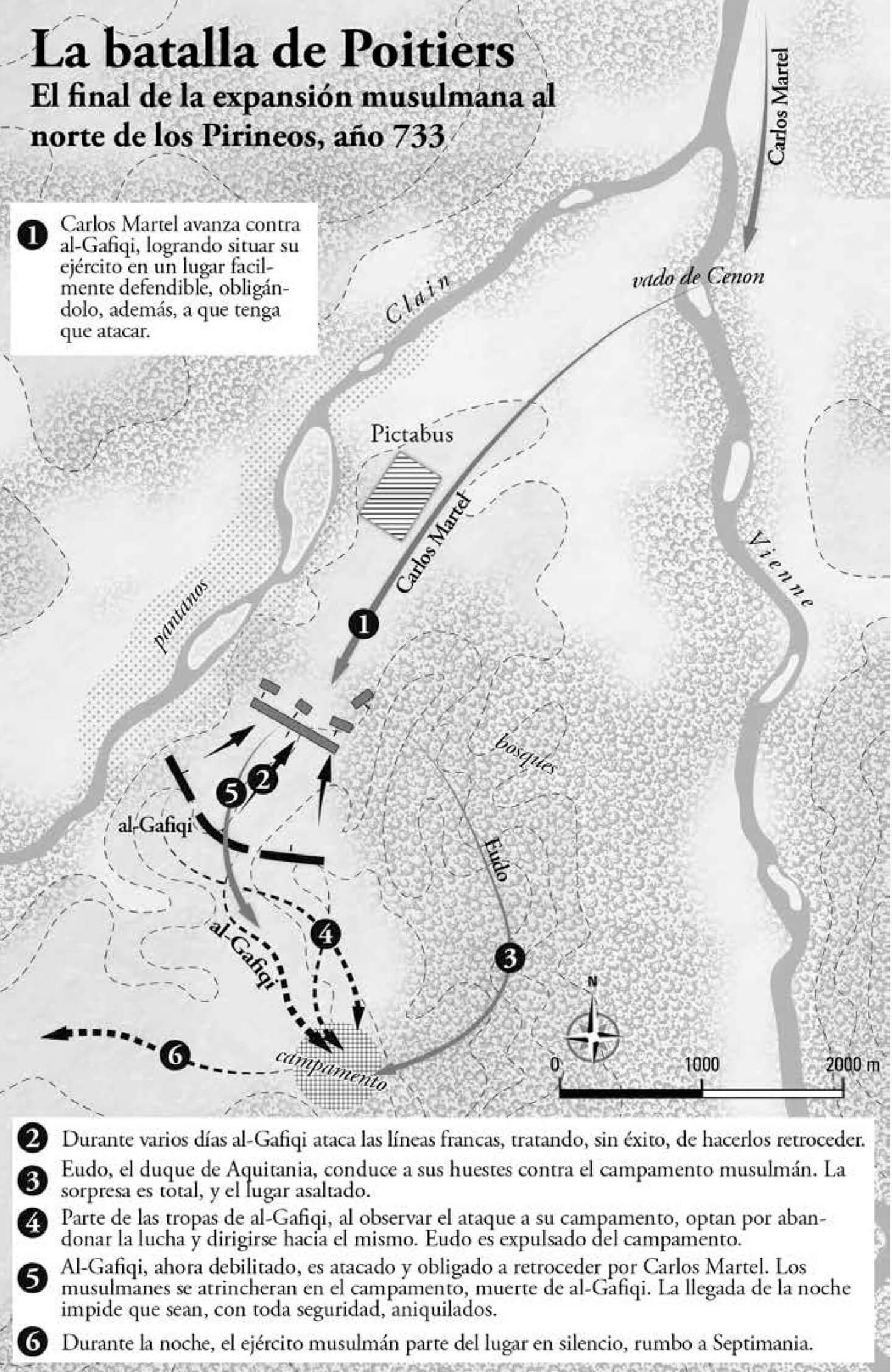 mapa batalla de Poitiers 732 733