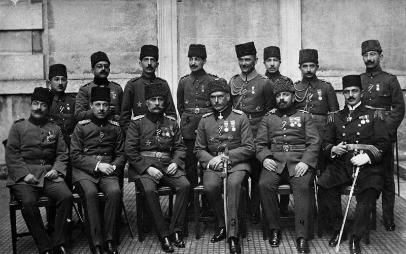 El estado mayor turco de la Campaña del Sinaí y Palestina, 1914.