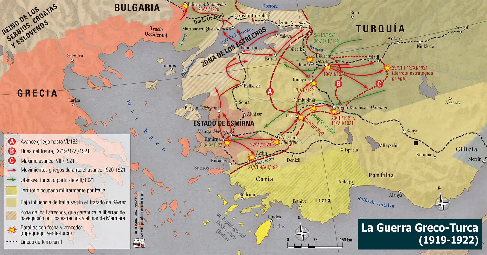 mapa operaciones militares guerra greco turca