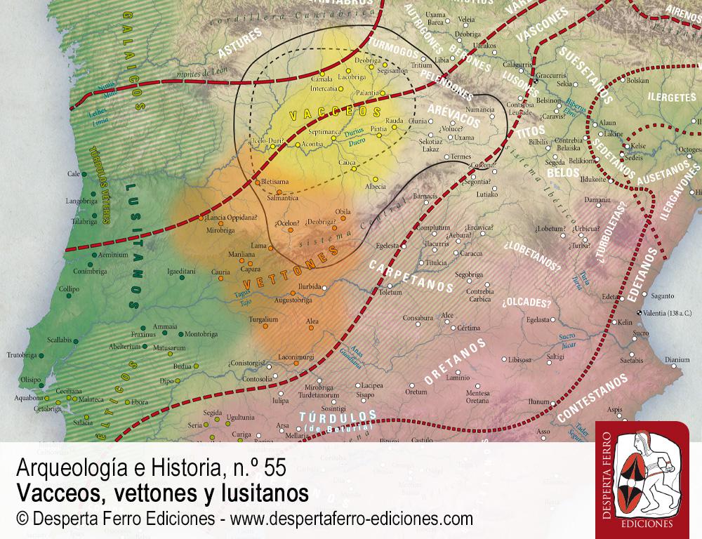 mapa occidente hispánico en la Edad del Hierro vacceos vettones lusitanos